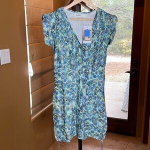 Carve Designs Vengeful Blue V-Neck Flutter Cap Sleeve Dress Sand Dollars Size 4